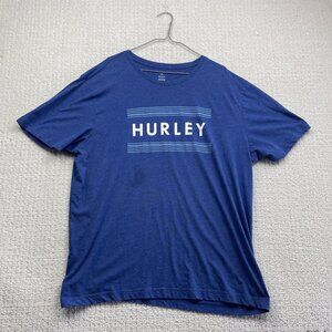 Hurley Skate Graphic T Shirt Men XXL Tie Dye Blue Baggy Fit Y2K Loose Blue Read